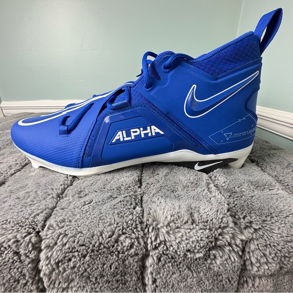 New Nike Men's Alpha Menace Pro 3 Mid Football Cleats Royal / White Size 17